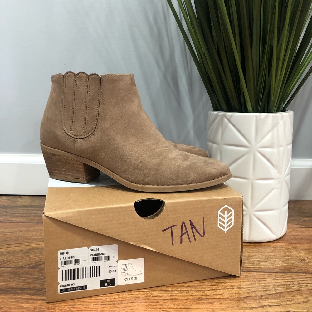 Call It Spring Suede Tan Chelsea-Style Boots
